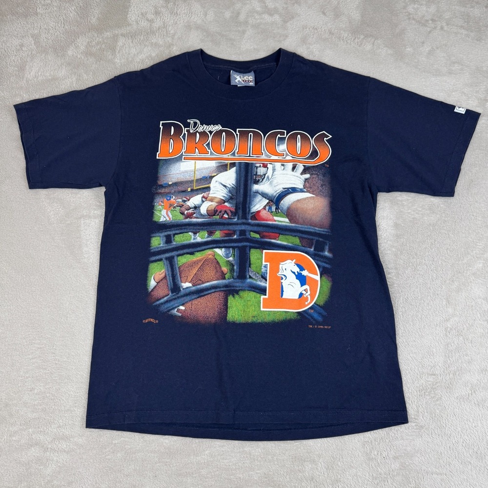 Vintage 90s Lee Sport Denver Broncos 1995 NFLP Shirt Mens Blue Large Preowned‎